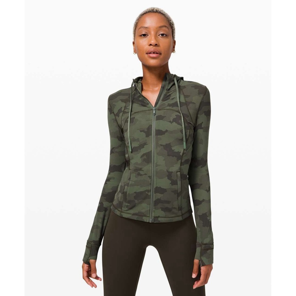 Lululemon Hooded Define Jacket Nulu Heritage 365 Camo Green Twill Multi Size 8
